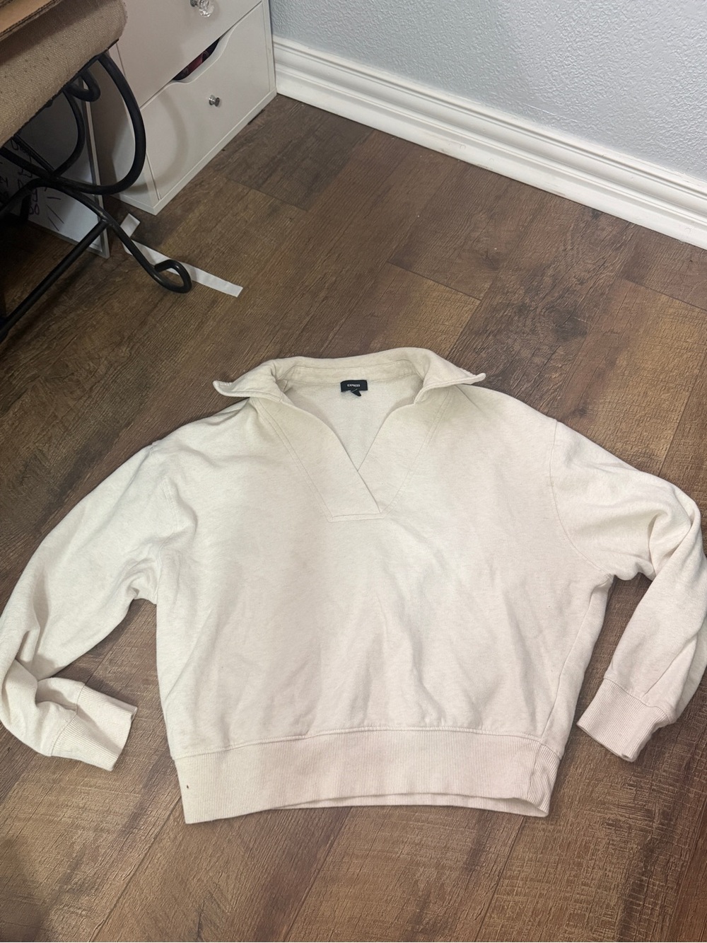 Express Cream Collared Cowl Pullover